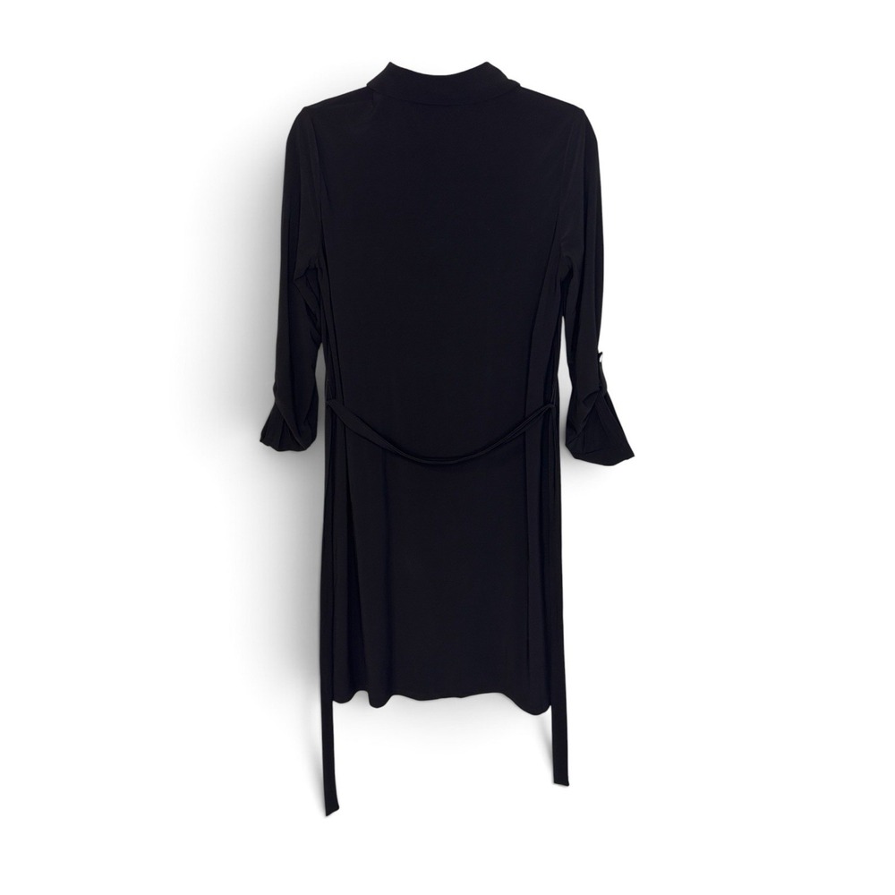 Anne Klein Women's 4 Black Zip Front Belted Shirt Dress Gold Hardware NWOT - Picture 2 of 10